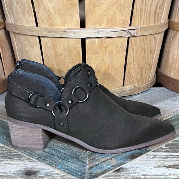 Carlos by Carlos Santana Pointer Harness Brown Faux Suede Zip Ankle Boot Women 8 - Picture 1 of 12